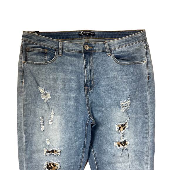 One Republic For All Distressed Leopard Inlay Jeans Women’s Size 16 - Picture 3 of 5